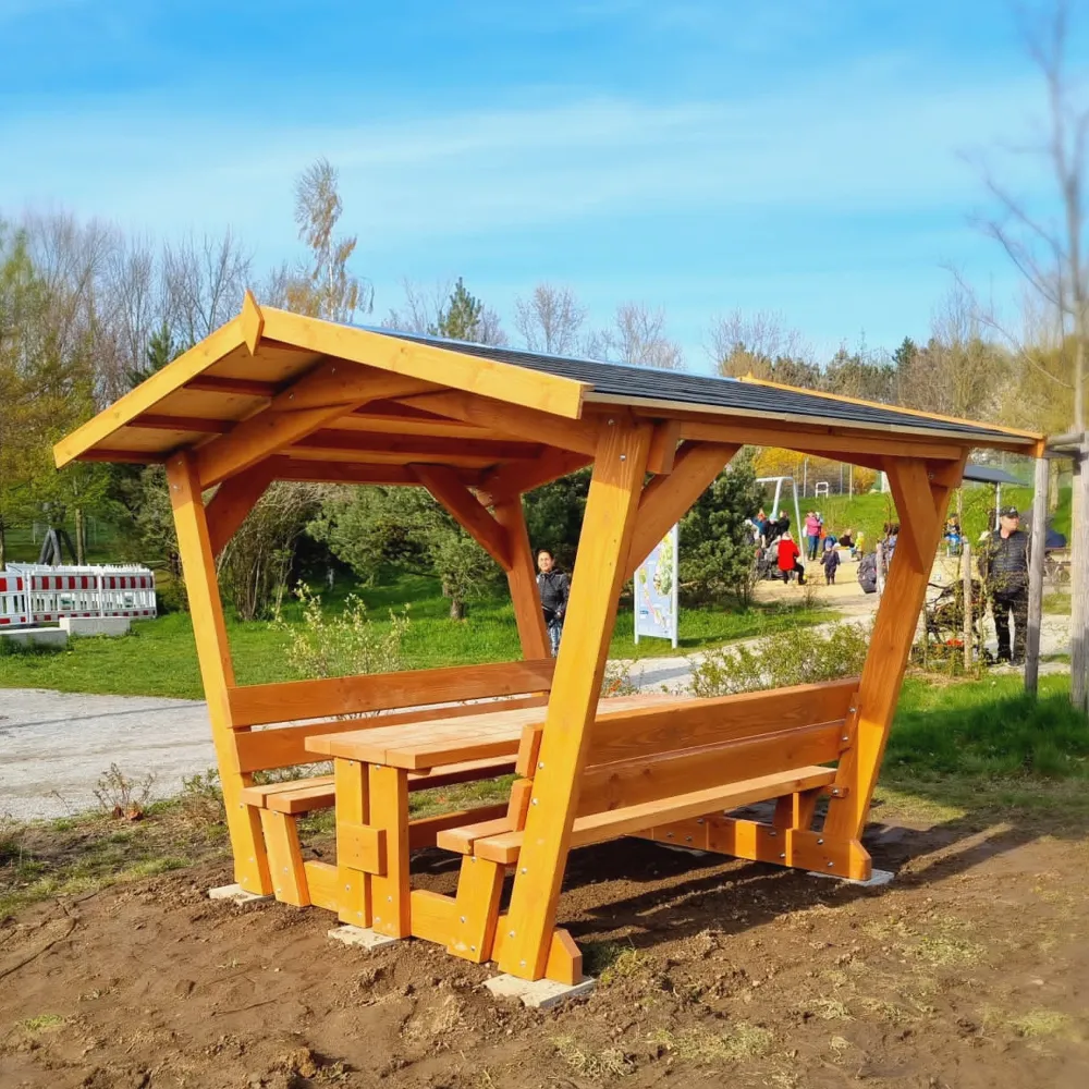 Überdachte Sitzgruppe Waldschänke Bausatz Klaus Douglasie